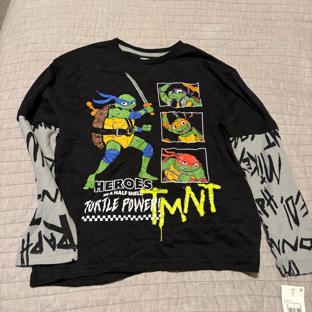 NWT Nickelodeon Black Teenage Mutant Ninja Turtles Long Sleeve Tee
